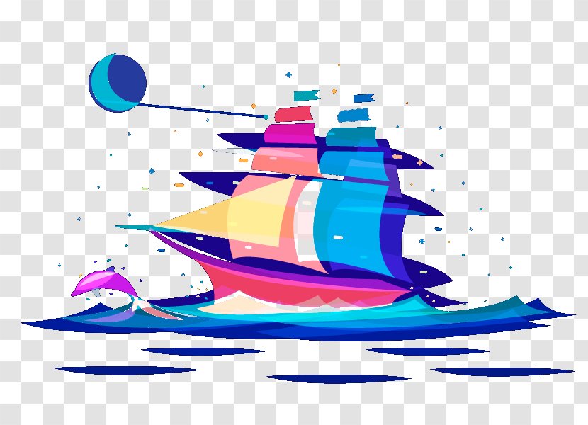Sailing Ship Drawing - Color Transparent PNG