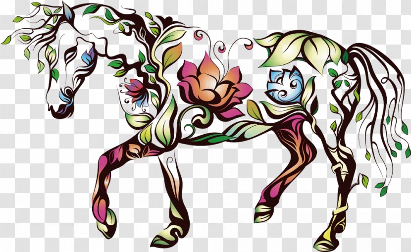 Horse Silhouette Royalty-free Illustration - Flower - Vector Pattern Transparent PNG
