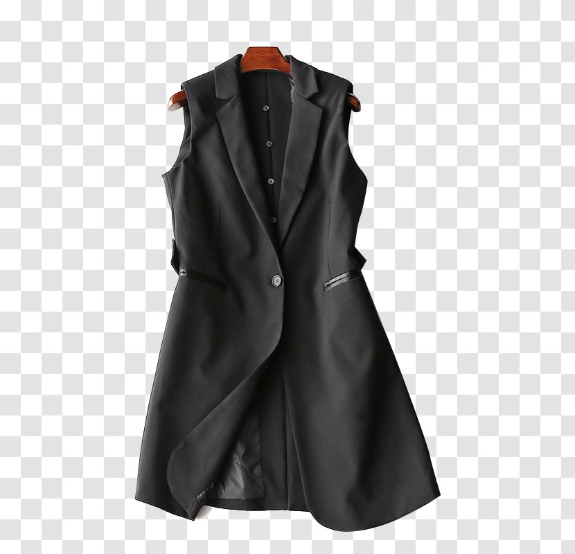 Black Overcoat Blazer Suit Windbreaker - Trench Coat - Jacket Transparent PNG