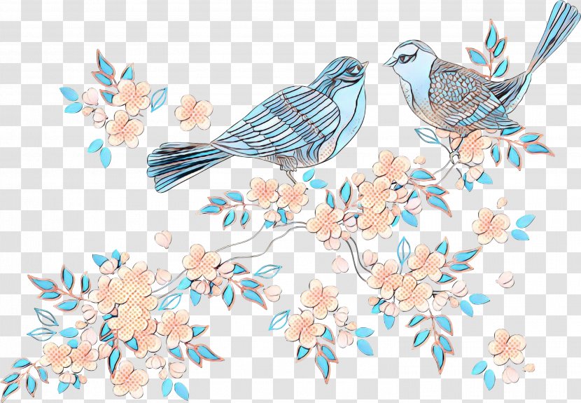 Watercolor Retro - Branch - Bluebird Transparent PNG