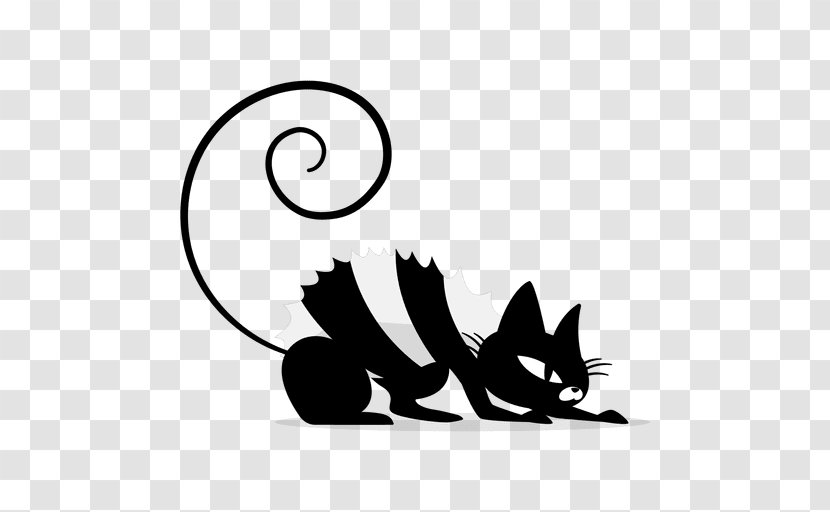 Cat Silhouette Drawing Clip Art - Black And White Transparent PNG