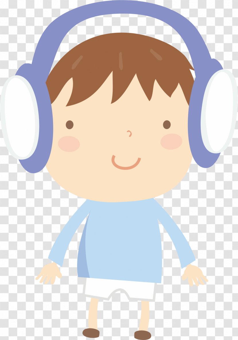 Headphones Cartoon - Child - Boy With Transparent PNG