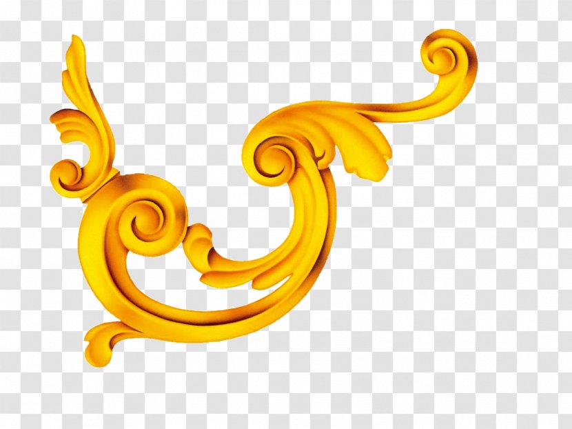 Gold Motif - Yellow - Solid Angle Flower Transparent PNG
