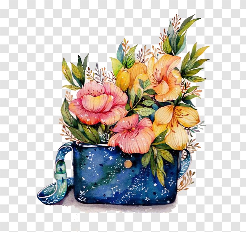 Floral Design Watercolor Painting Vase Flower - Flowers Transparent PNG