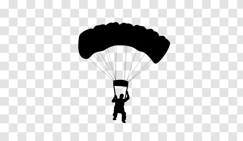 Parachuting Parachute Paratrooper Paragliding Tandem Skydiving - Silhouette Transparent PNG