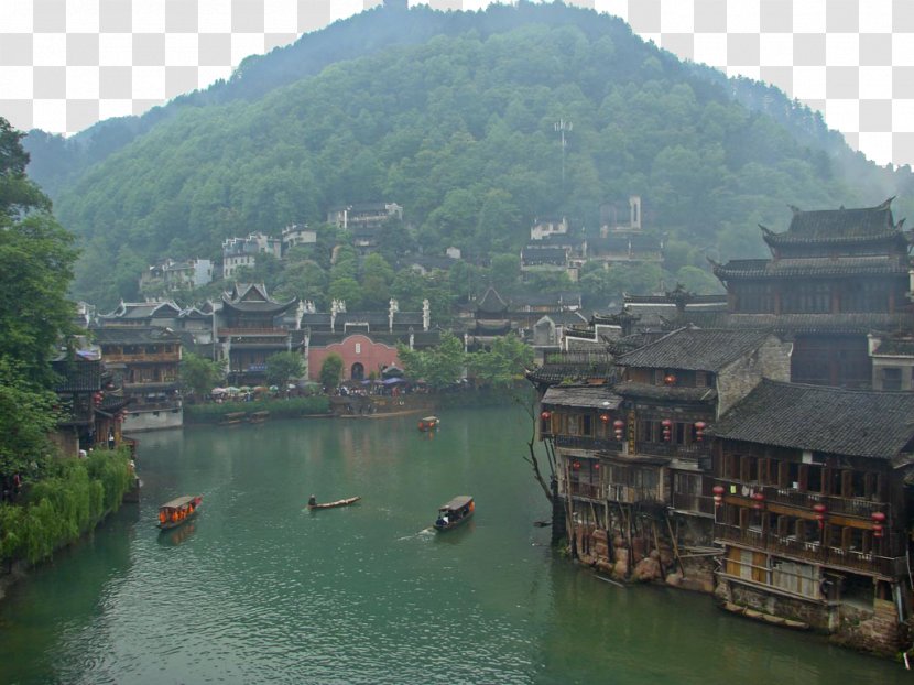 Phoenix Ancient City Zhangjiajie Mount Scenery Icon - Waterway - Fenghuang Bridge House Transparent PNG