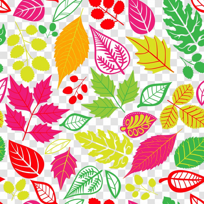 Autumn Leaf Color Pattern - Wrapping Paper - Seamless Background Transparent PNG