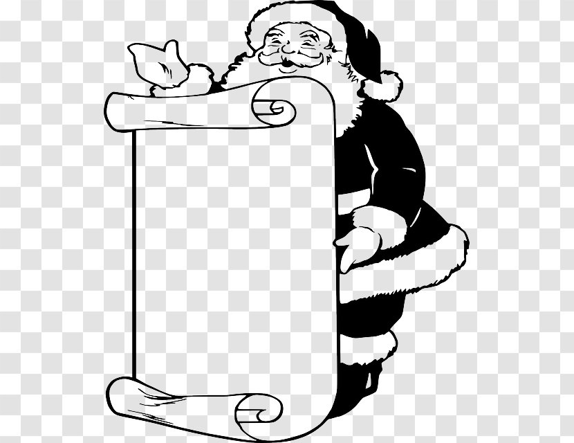 Santa Claus Christmas Black And White Clip Art - Vertebrate Transparent PNG