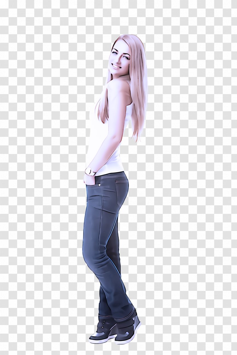 Hair Clothing Jeans Standing Blond - Long Denim Transparent PNG