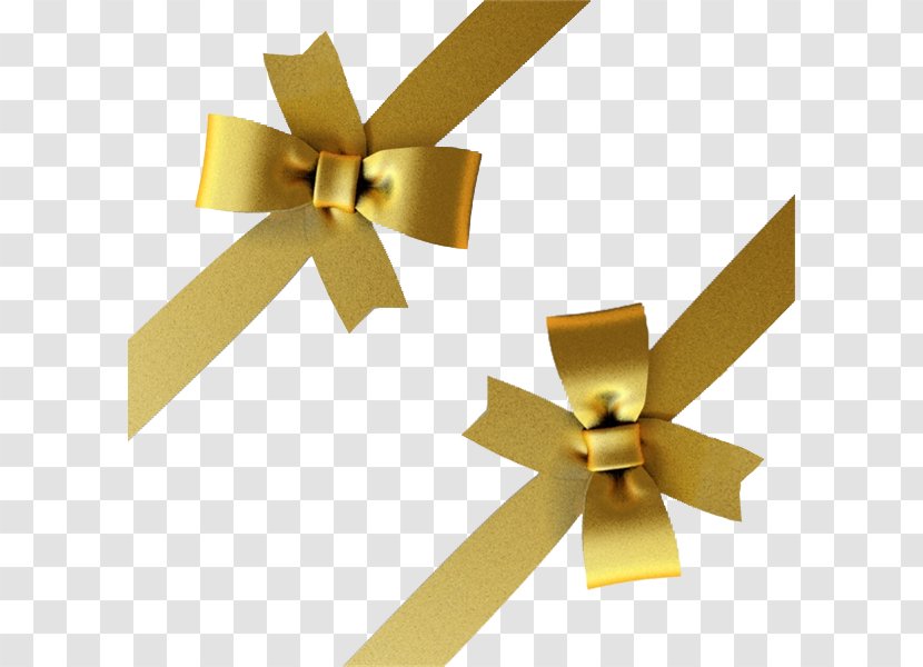 Christmas Gift - Golden Bowknot Transparent PNG