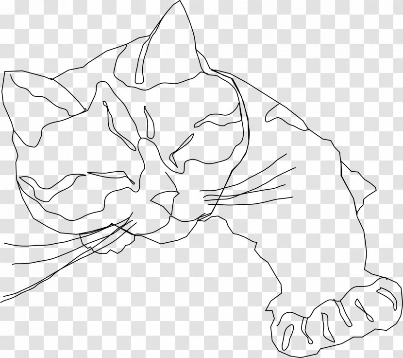 Cat Line Art Drawing Clip - Silhouette - Drawings Transparent PNG