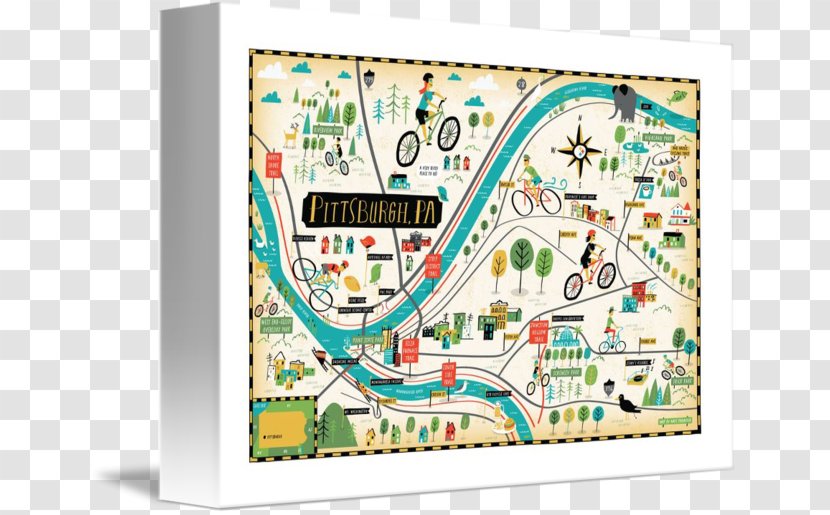 Map Pittsburgh Zoo & PPG Aquarium Infographic Art - Travel - Bike Drawing Transparent PNG