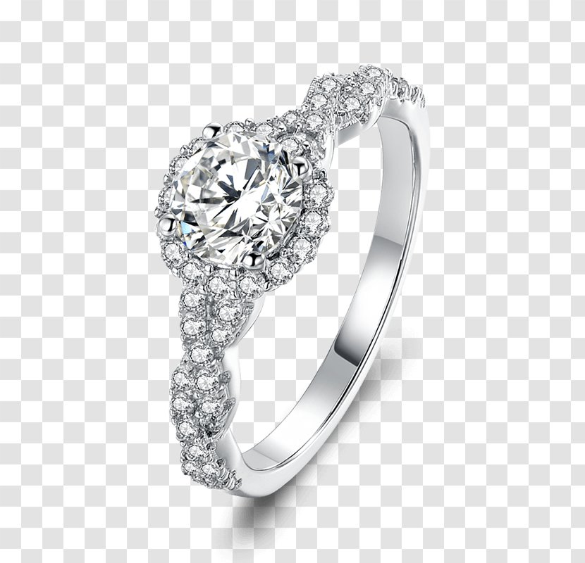 Engagement Ring Diamond Wedding Cubic Zirconia - Platinum - Silver Transparent PNG