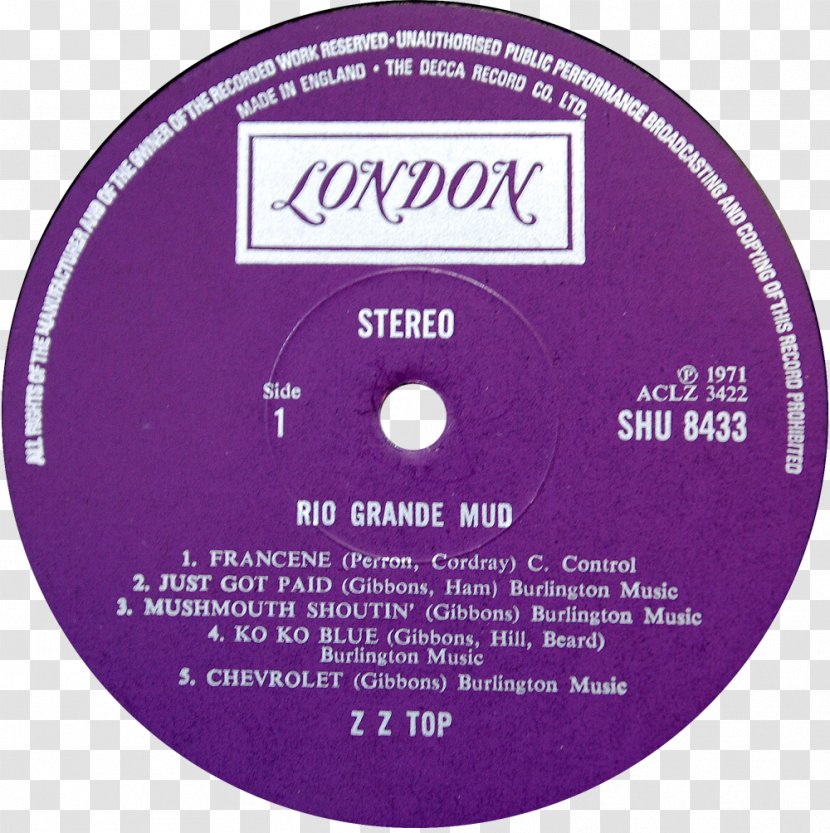 Rio Grande Mud London Records Record Label Album ZZ Top - Watercolor Transparent PNG