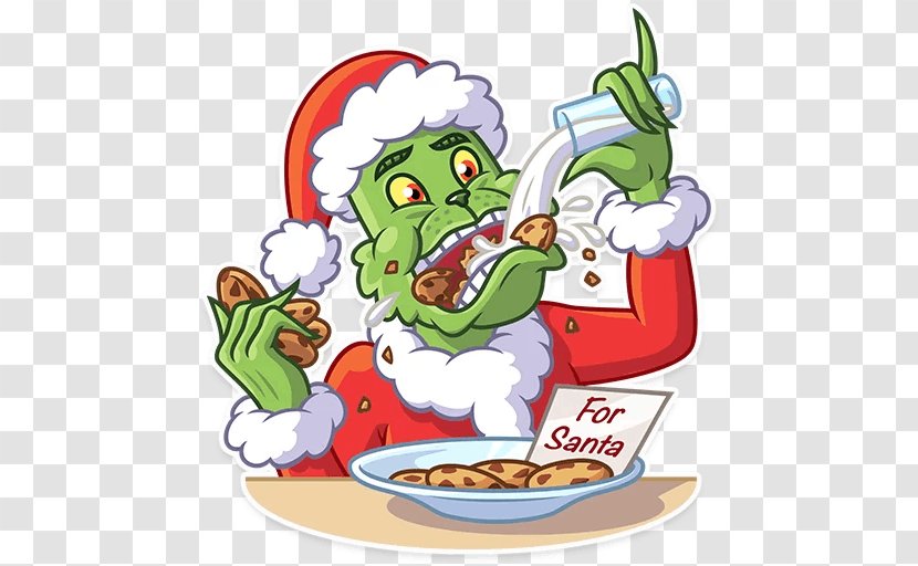 Grinch Santa Claus Christmas Day Sticker WhatsApp - Cartoon Transparent PNG