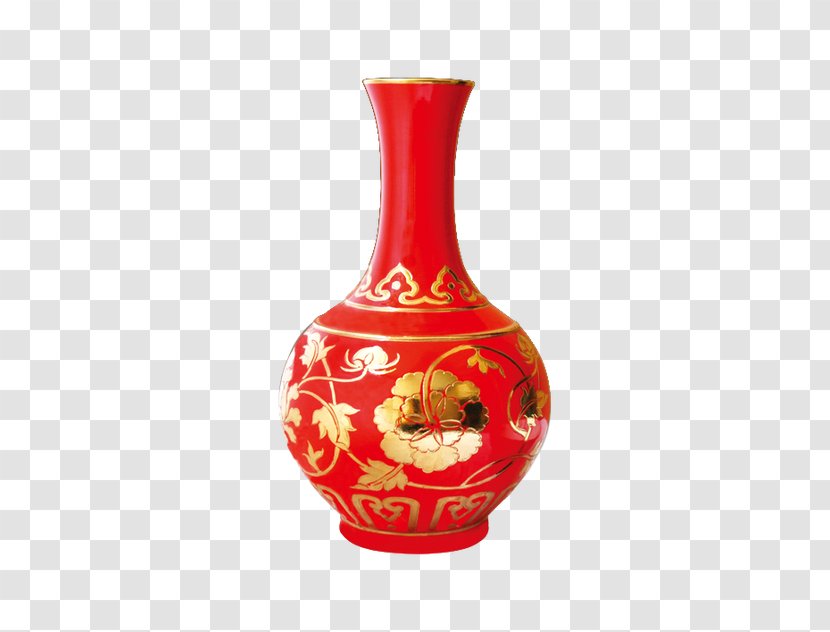 Chinese New Year Greeting Card Ceramic - Porcelain - Red Vase Wedding Supplies Transparent PNG