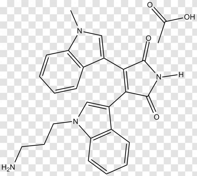 Protein Kinase C Apoptosis Bisindolylmaleimide Receptor Antagonist - Drawing - Black And White Transparent PNG