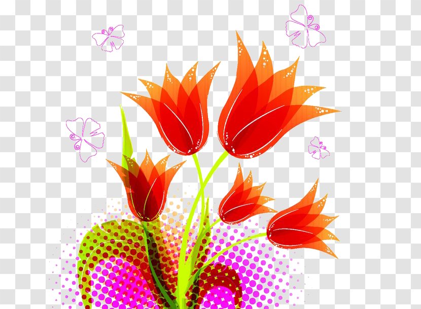 Adobe Illustrator Illustration - Flower Arranging - Hand-painted Tulip Transparent PNG