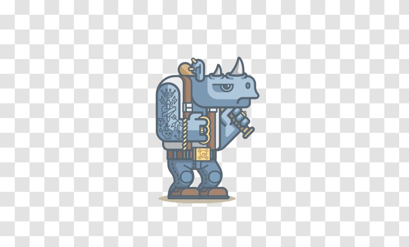 Rhinoceros 3D Illustrator Illustration - Flat Cartoon Rhino Transparent PNG