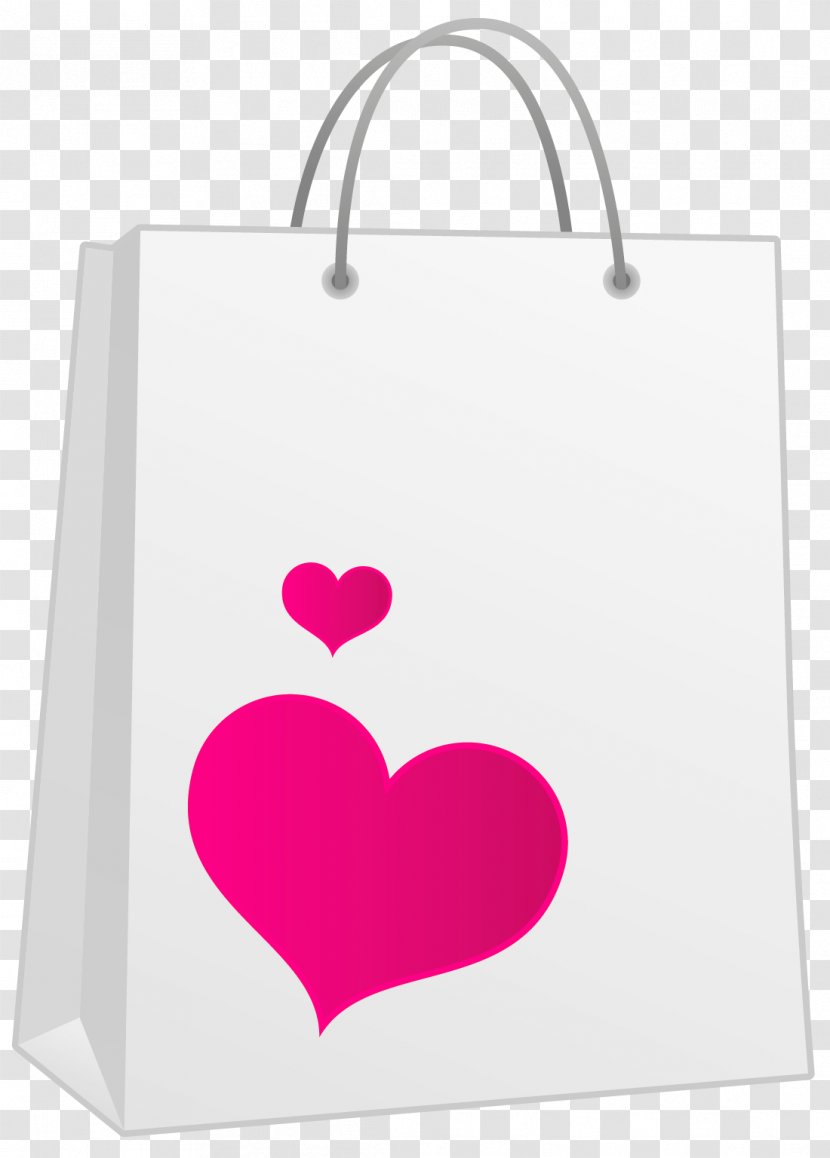 Heart Shopping Bag Gift Clip Art - Product Design - Valentine Pink Clipart Transparent PNG