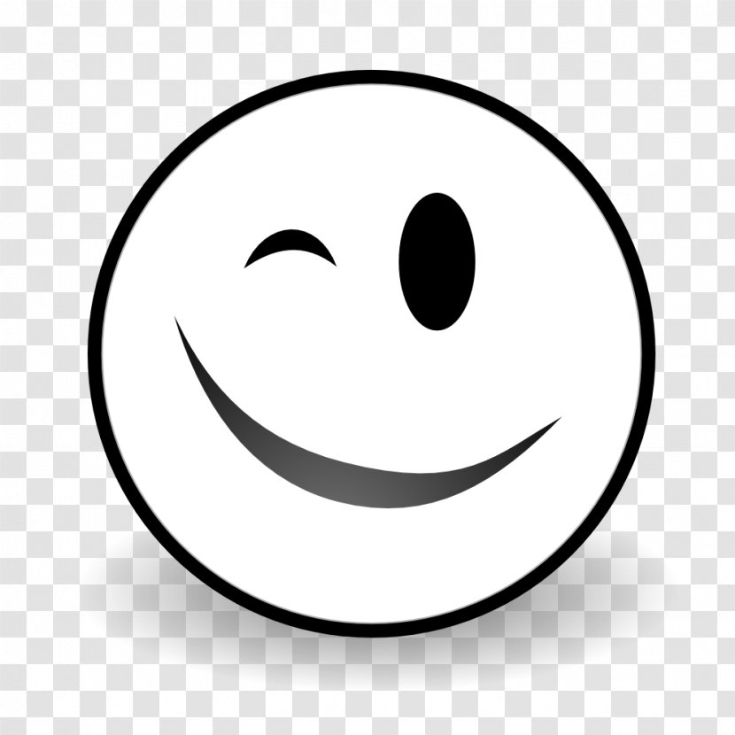 Smiley Happiness Circle Clip Art - Black And White - Wink Cliparts Transparent PNG