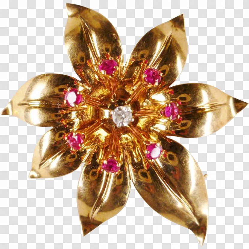 Brooch Jewellery Ruby Gold Gemstone - Charms Pendants - Vintage Transparent PNG