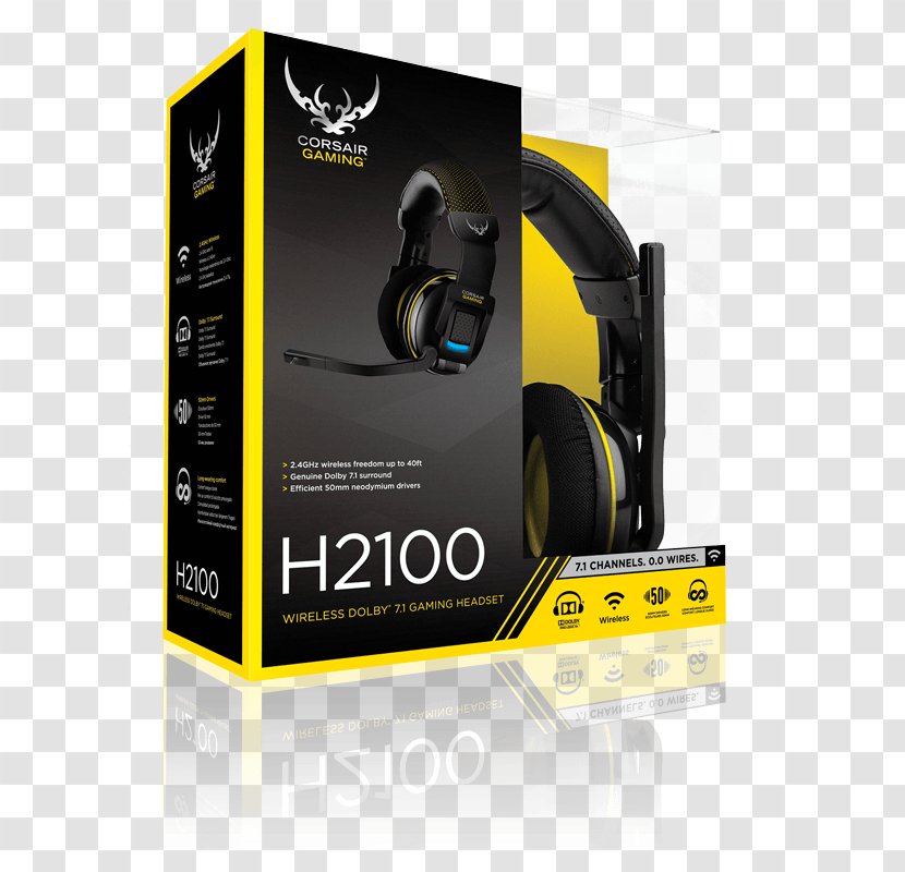 Corsair Components 7.1 Surround Sound Headset H1500 Gaming H2100 - Silhouette - Silver Playstation Wireless Transparent PNG
