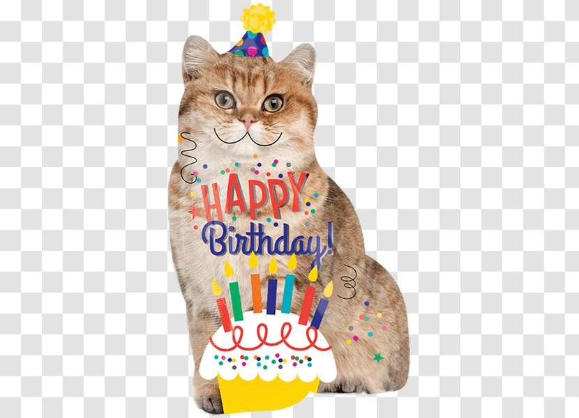 Birthday Cake Cat Kitten Balloon - Mylar Transparent PNG