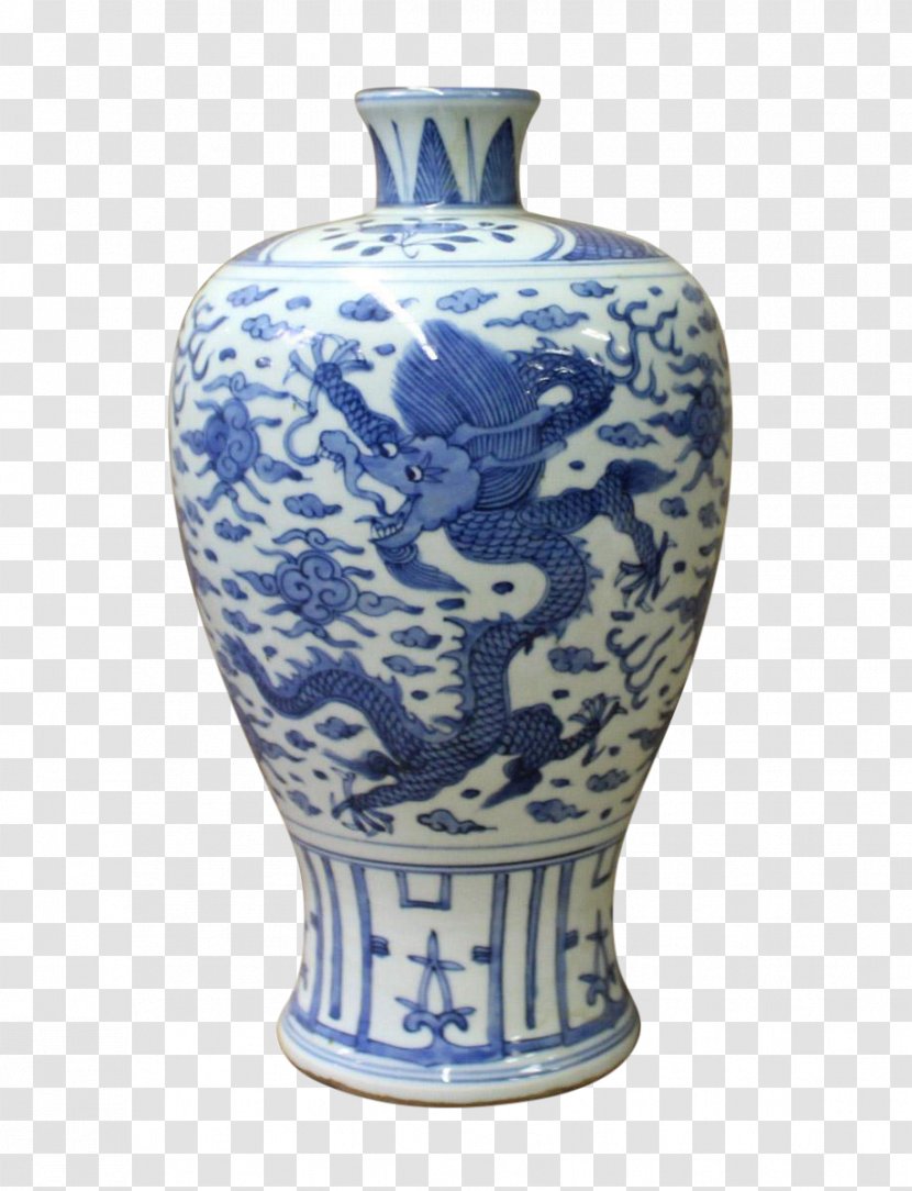 Vase Blue And White Pottery Ceramic Meiping Porcelain - Flowerpot Transparent PNG