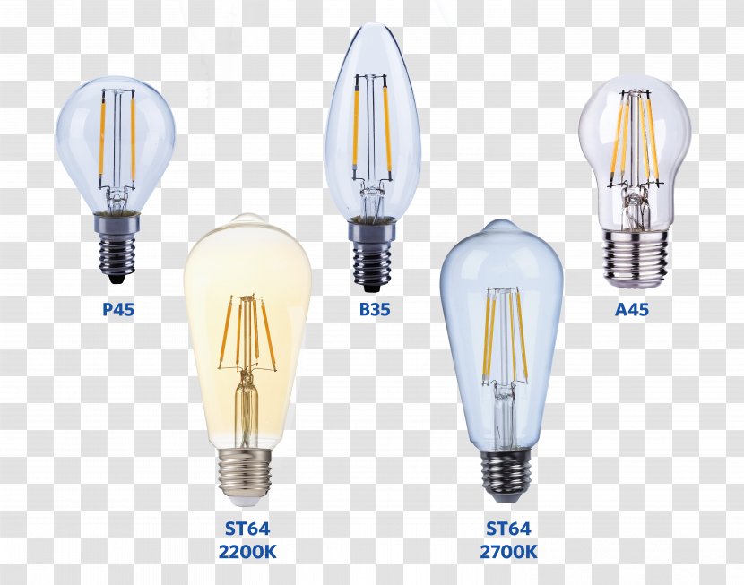 Incandescent Light Bulb LED Filament Lamp Transparent PNG