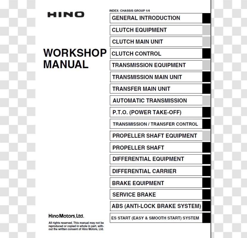 Hino Dutro Motors Car Toyota Document - Workshop Transparent PNG