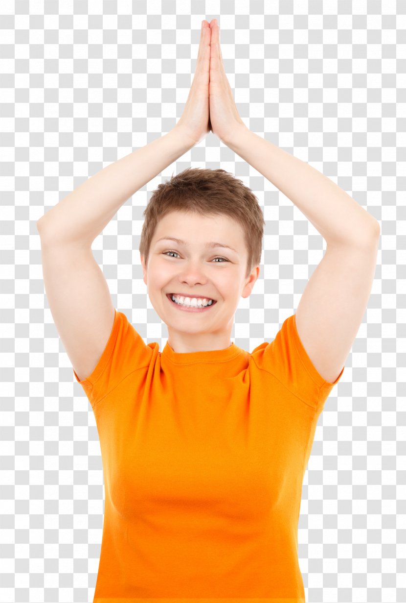 Woman - Silhouette - Happy Joining Her Palms Together Transparent PNG
