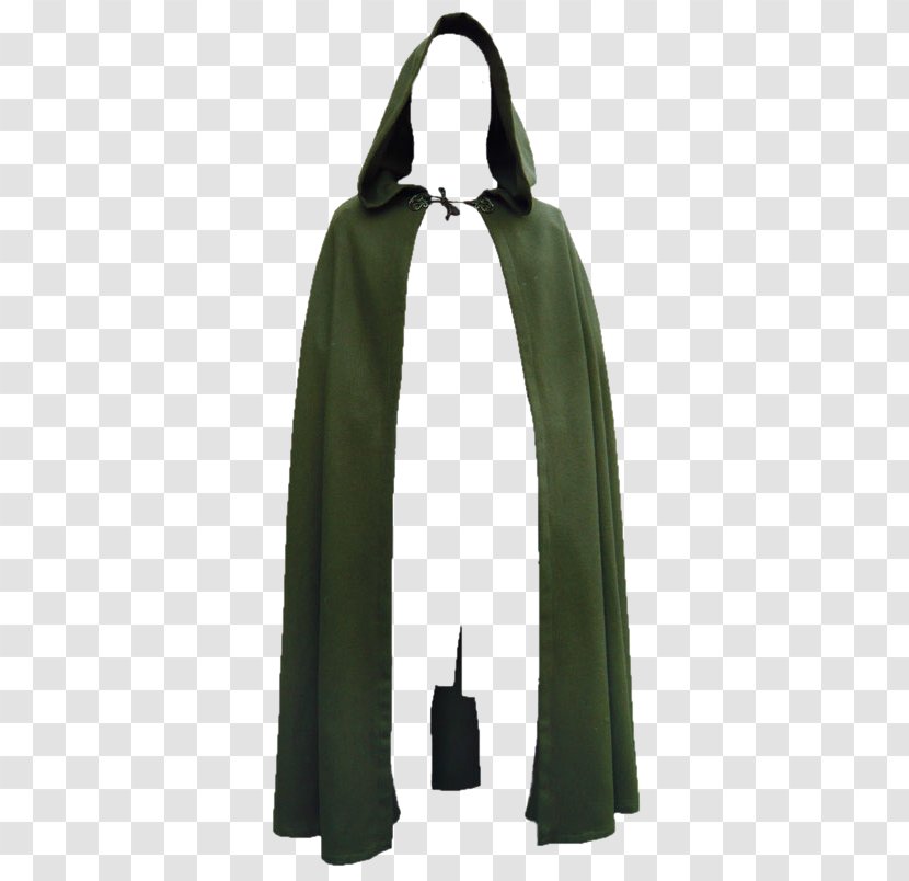 Middle Ages Cloak Hood Cape Clothing - Green Material Free To Pull Transparent PNG