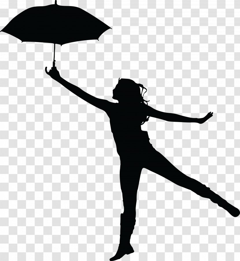 Silhouette Umbrella Woman Clip Art - Cartoon Transparent PNG