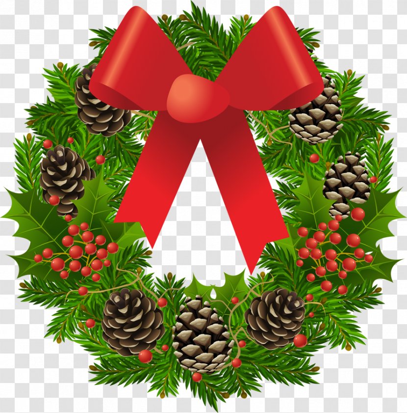 Christmas Wreath Garland Clip Art - Public Domain - Small Cliparts Transparent PNG
