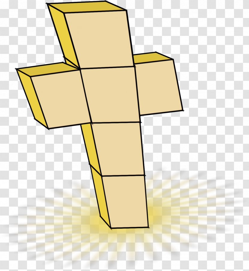 Cross Yellow Symbol Line Clip Art - Watercolor - Religious Item Transparent PNG
