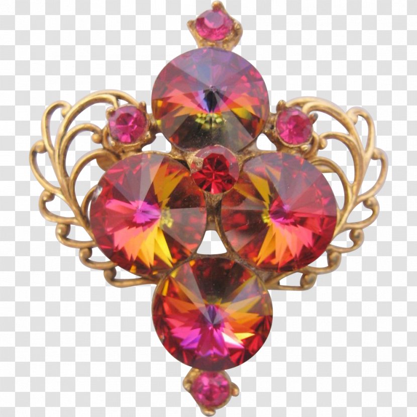 Ruby Brooches & Pins Jewellery Rhinestone - Christmas Ornament Transparent PNG