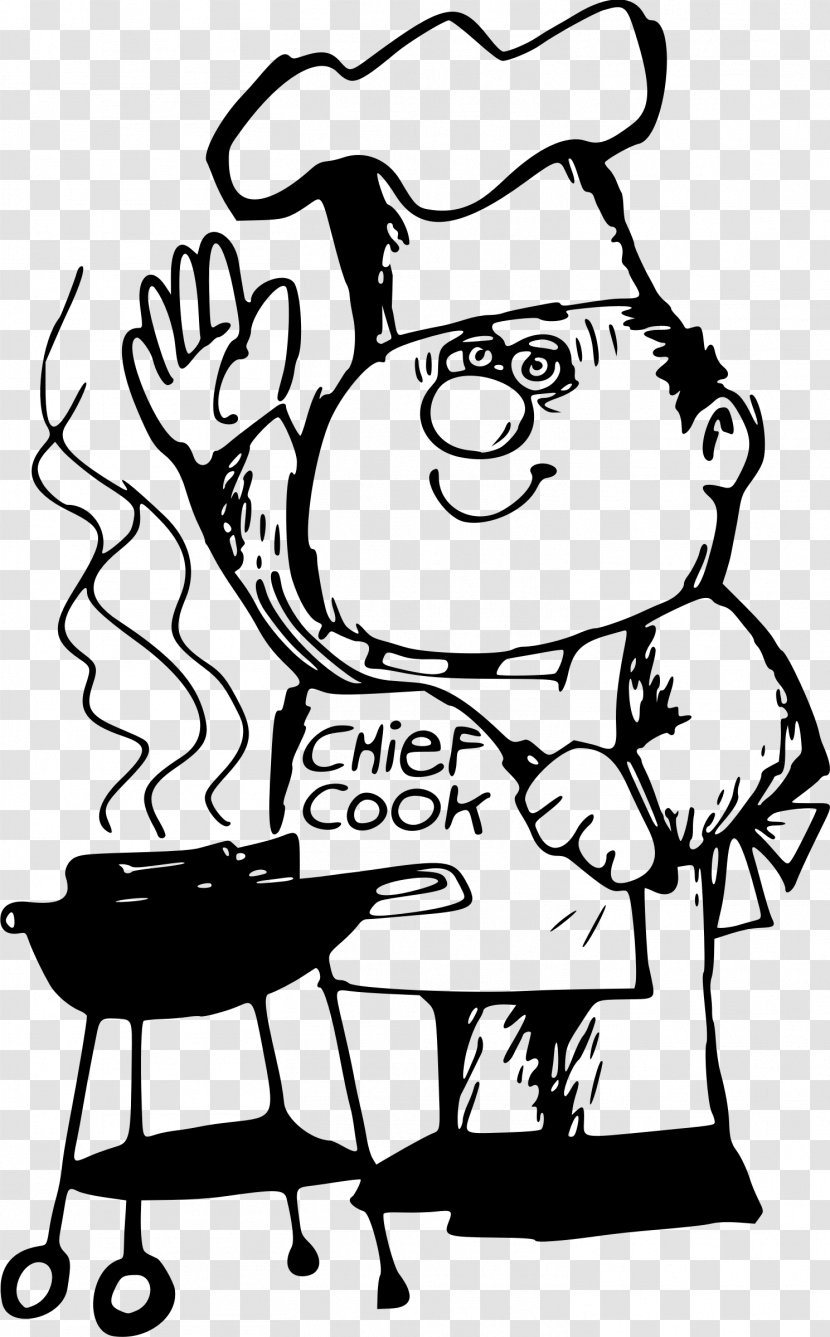 Barbecue Grilling Cartoon Clip Art - Monochrome Transparent PNG