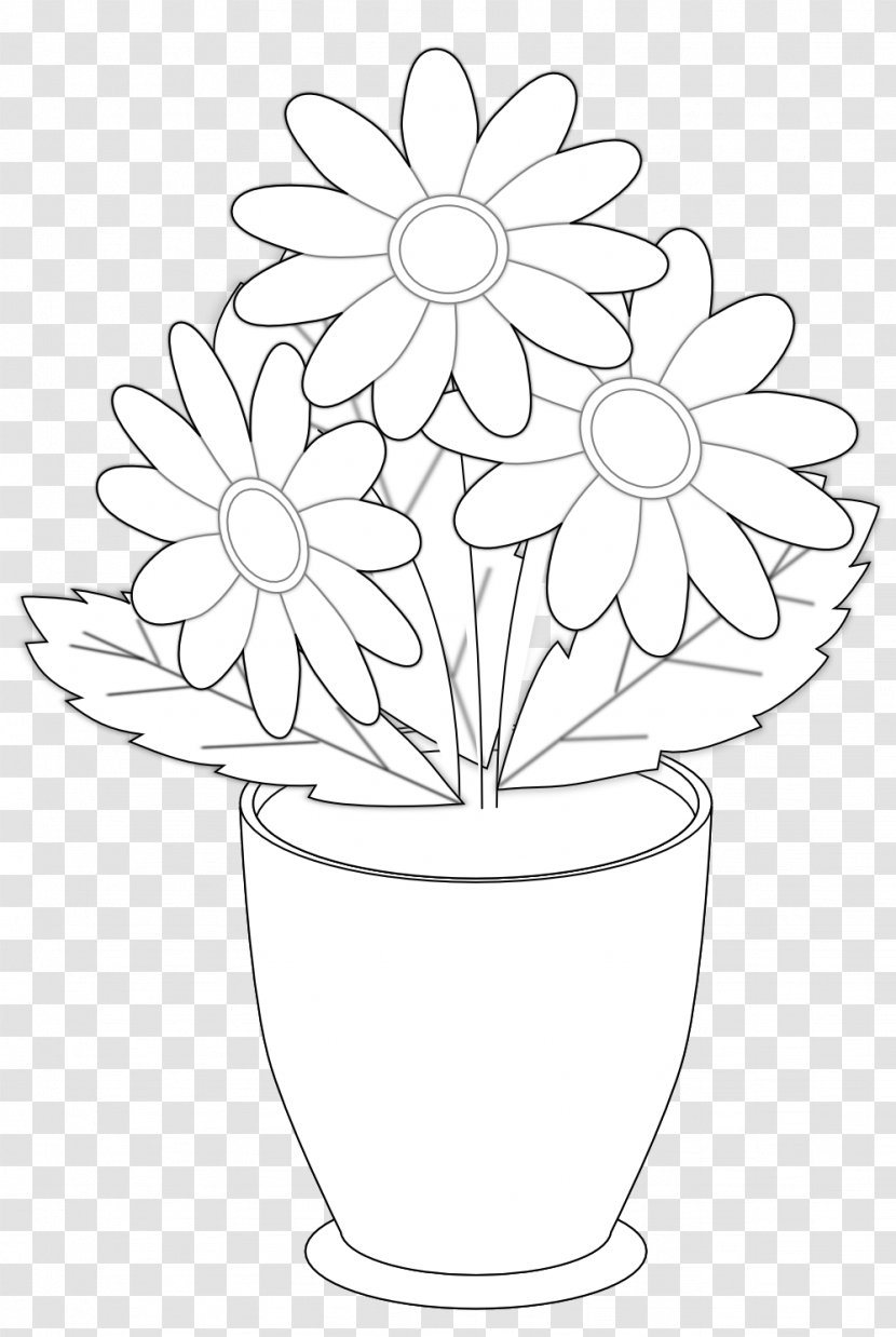 Drawing Vase Flower Black And White Clip Art - Pencil - Vases With Flowers Clipart Transparent PNG