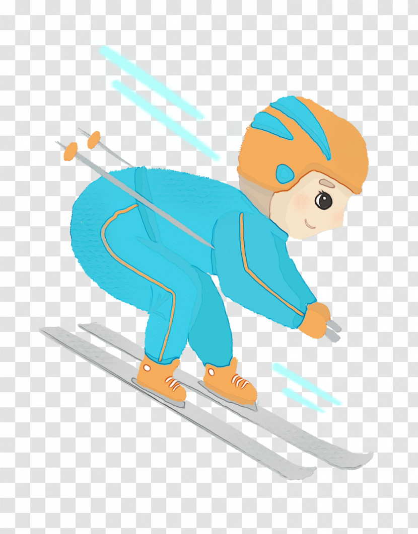 Skier Cartoon Ski Recreation Skiing Transparent PNG