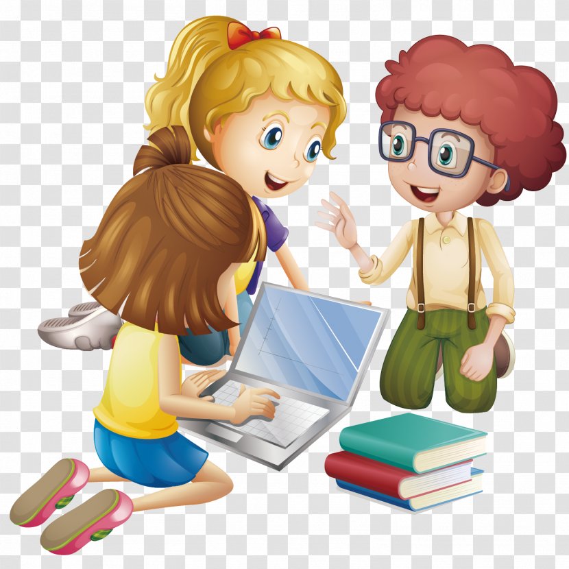 Student Cartoon Learning Education - Teamwork - Pupils Discuss Vector Transparent PNG