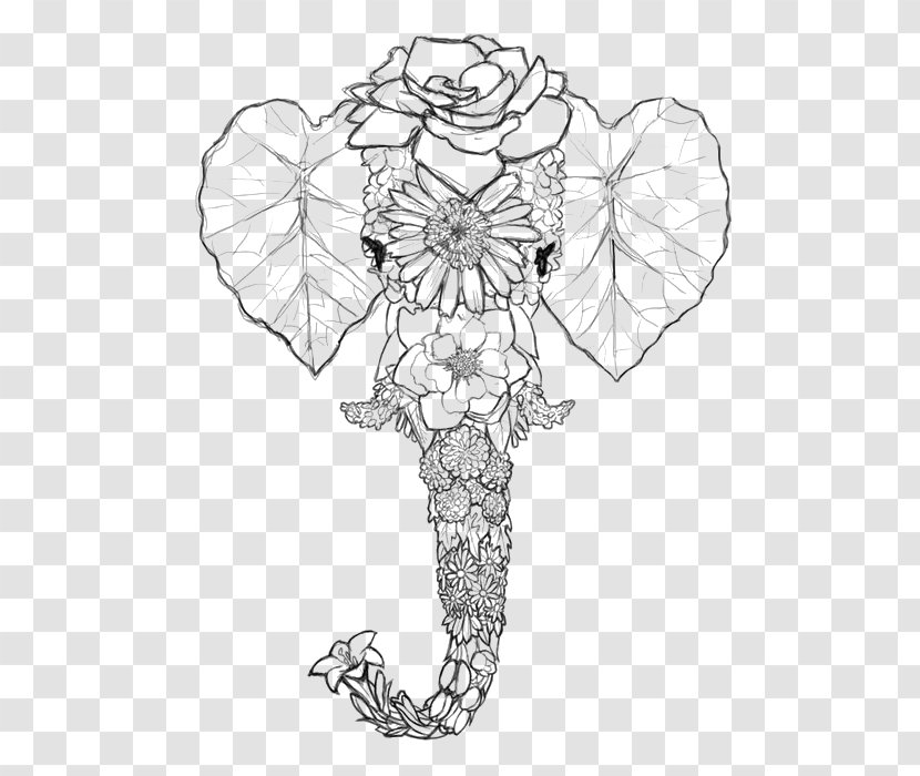 Elephant Drawing Coloring Book Line Art - Head Transparent PNG
