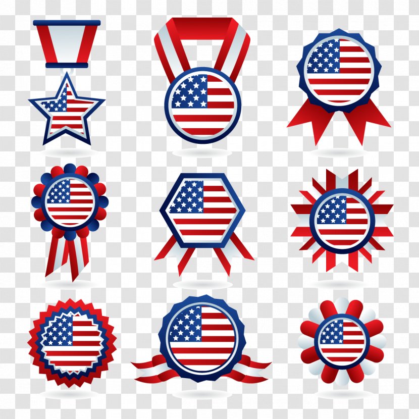 Flag Of The United States Badge Clip Art - Point - Vector American Medal Transparent PNG