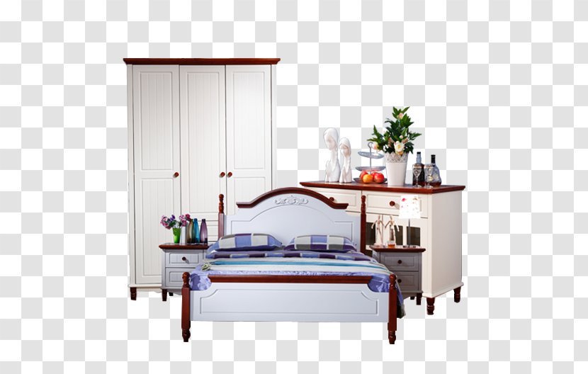 Table Bed Frame Mattress Furniture Wardrobe - Family Bedroom Transparent PNG