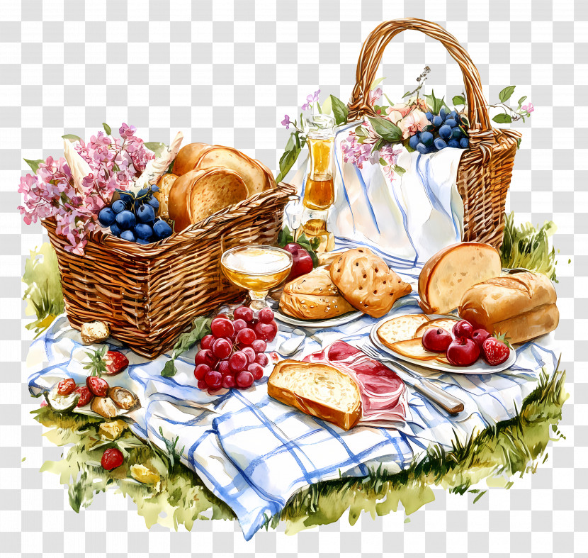 Picnics - Picnic Setup With Food And Flowers Transparent PNG