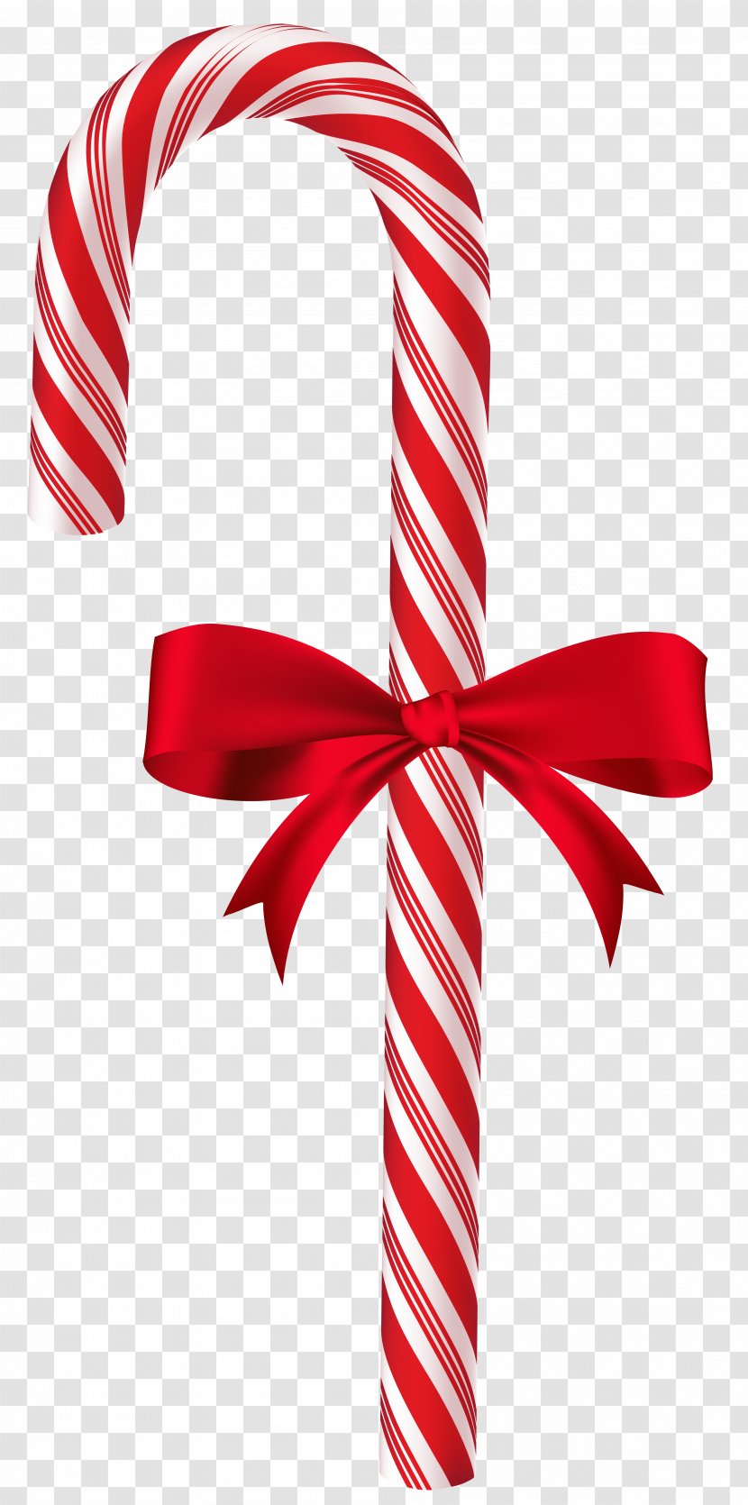 Candy Cane Christmas Clip Art - With Red Bow Image Transparent PNG
