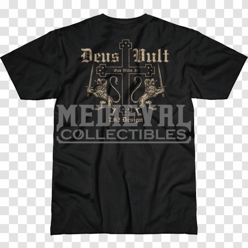 Printed T-shirt Clothing Sleeve - Black - Deus Vult Transparent PNG