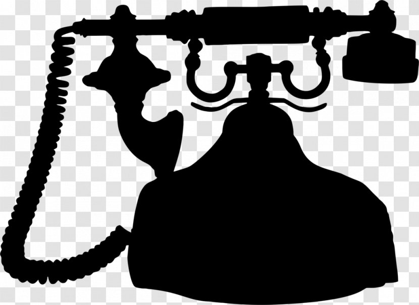 Telephone Cartoon - Silhouette - Blackandwhite Drawing Transparent PNG