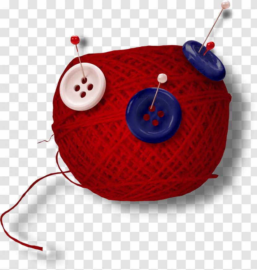 Button Red Yarn Clip Art - Woolen - Ball Of Buttons Transparent PNG