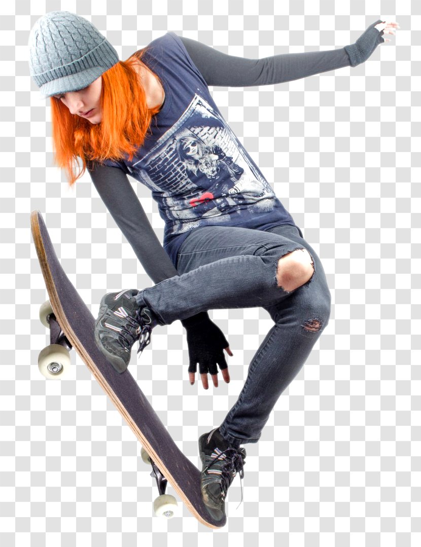 Skateboarding Extreme Sport Ollie Jumping - Watercolor - Young Skateboarder Woman Transparent PNG
